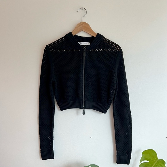 Cropped knit bomber-style cardigan - Picture 3 of 3